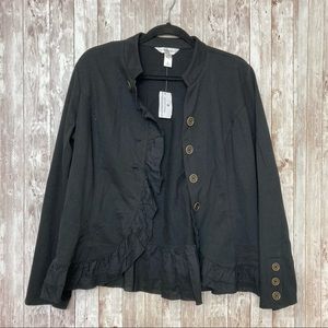 Christopher & Banks Black Ruffle Blazer Jacket L